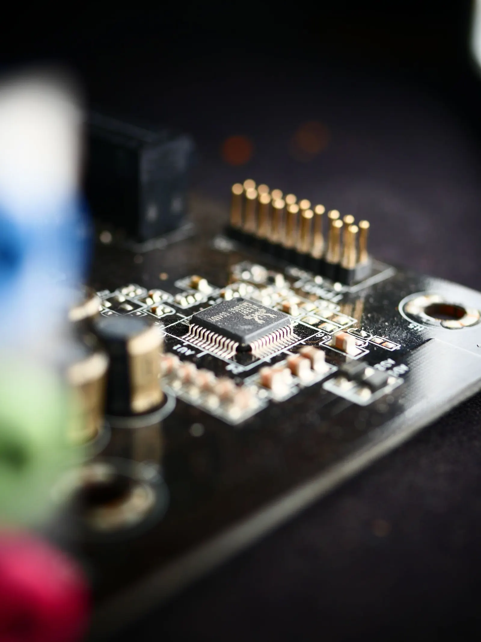 Close-up of a circuit board chip