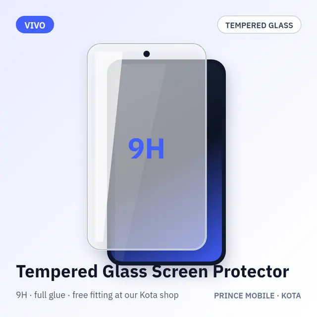 Vivo Y200 Pro Tempered Glass Screen Protector (9H, Full Glue)
